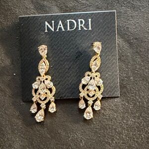 Nadri Gold and Silver Teardrop Earrings
